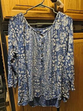 Lucky Brand Ruched Long Sleeve Blouse